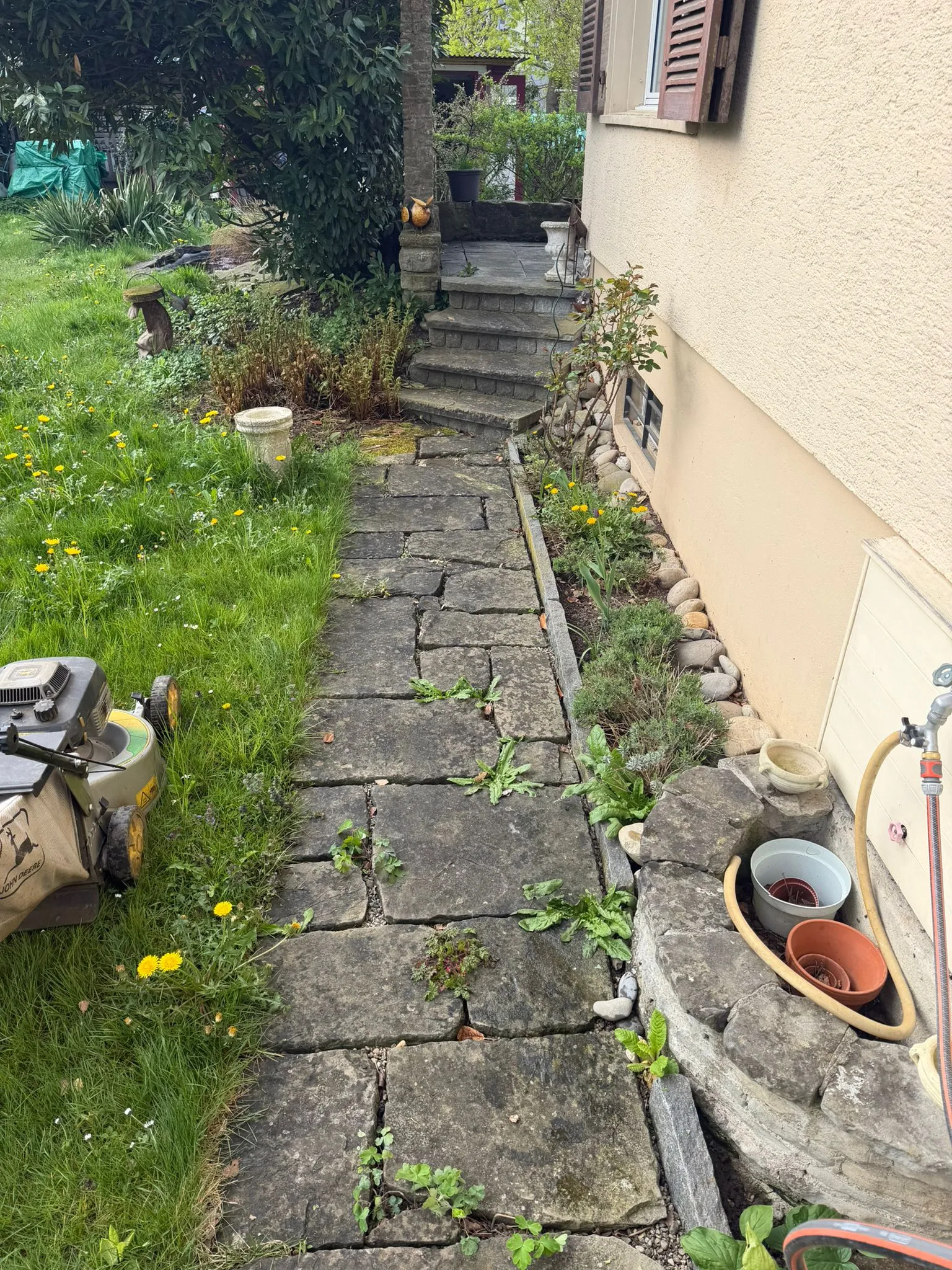 Moosbewachsene Dachziegel